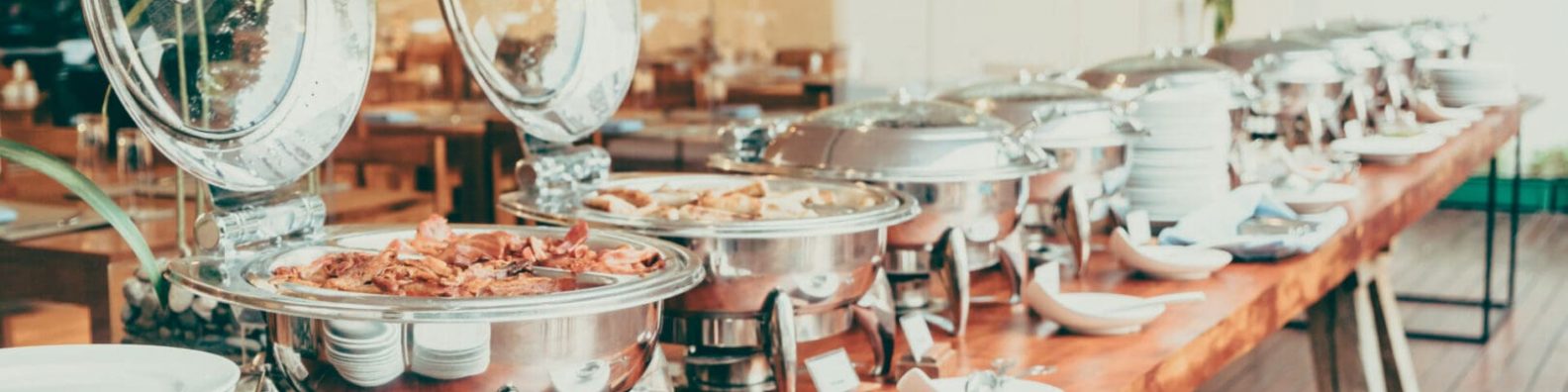 Selective focus point on Catering buffet in hotel restaurant - Vintage filter effect